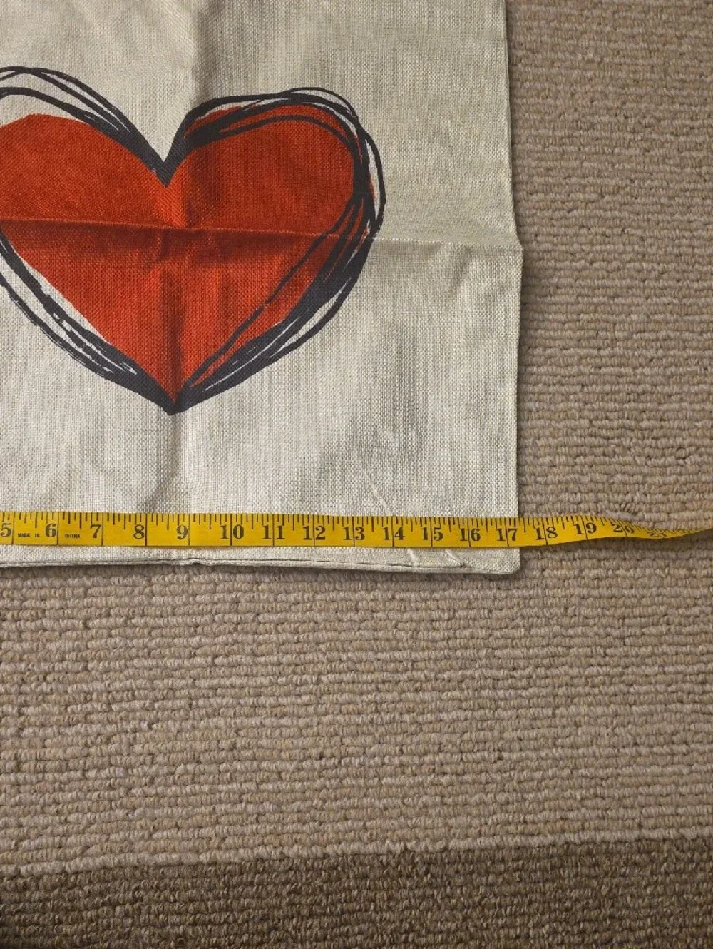 Canvas Heart Pillow Covers - Red Heart on Cream (Set of 2)